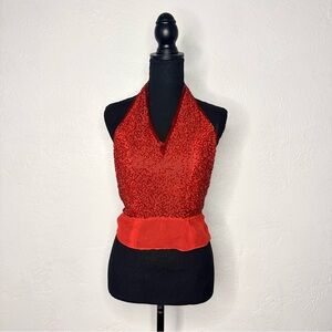 Vintage beaded Victoria Royal Ltd. Red blouse